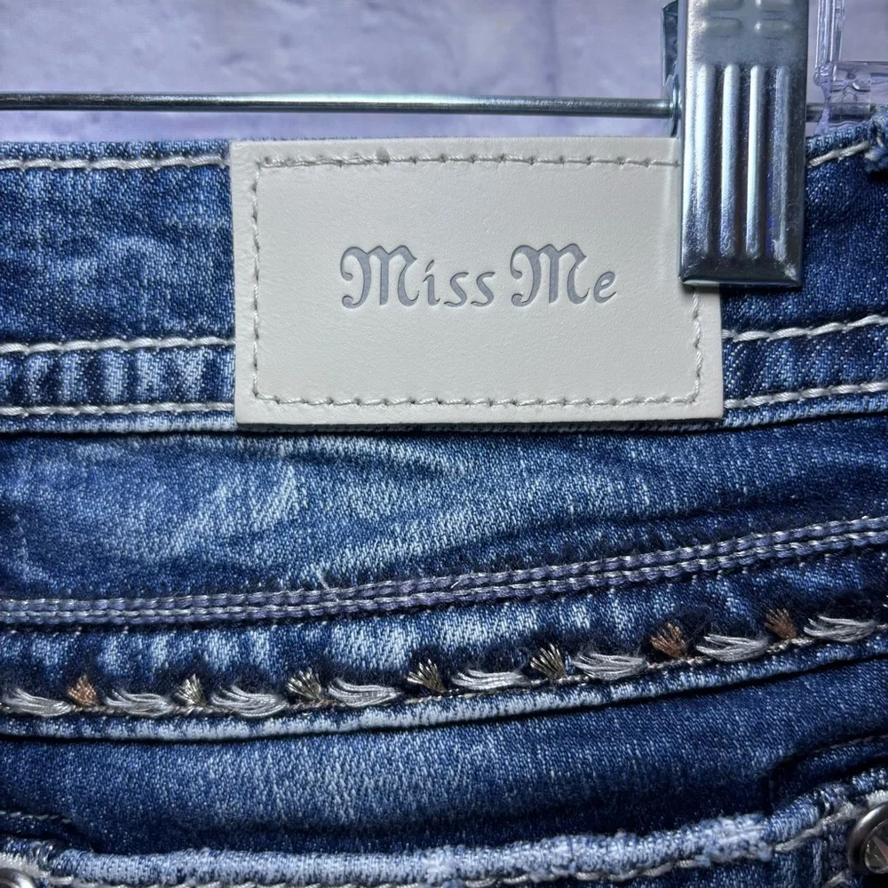 Miss Me Los Angeles Curvy Boot Cut Embellished  Beaded Jeans Bling Size 27x29.5